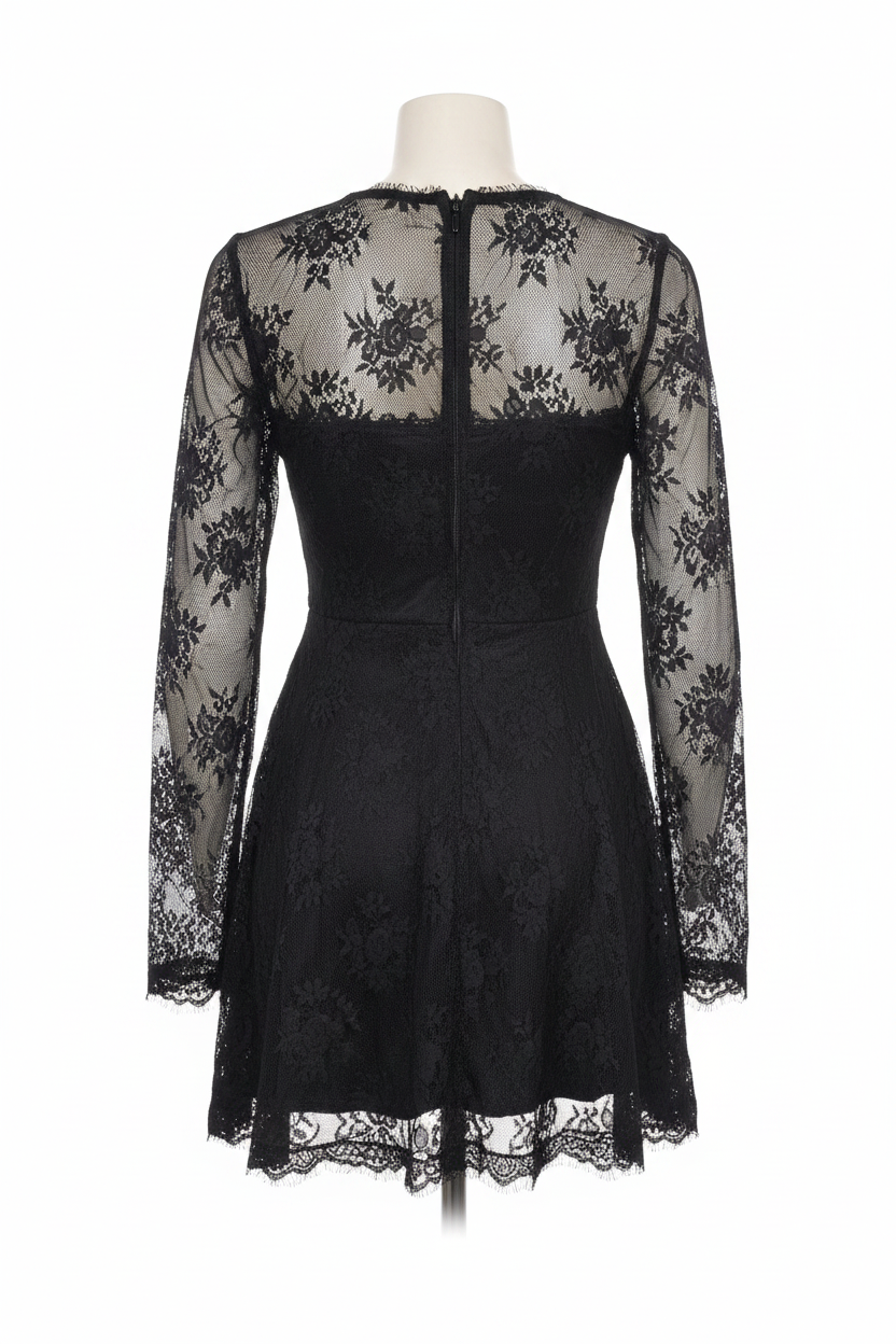 Black Floral Lace Mini Dress