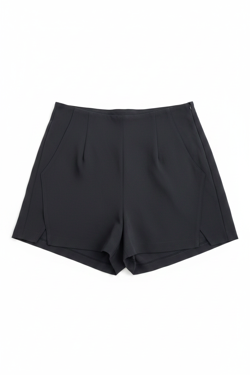 High-Waist Black Relaxed Shorts
