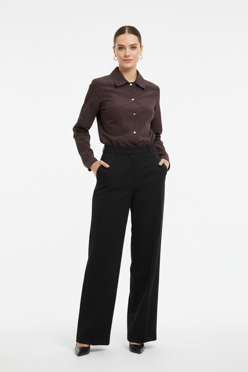 Dark Brown Full Sleeve Women's Premium Shirt