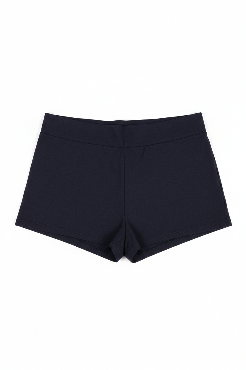 High-Waist Black Textured Shorts