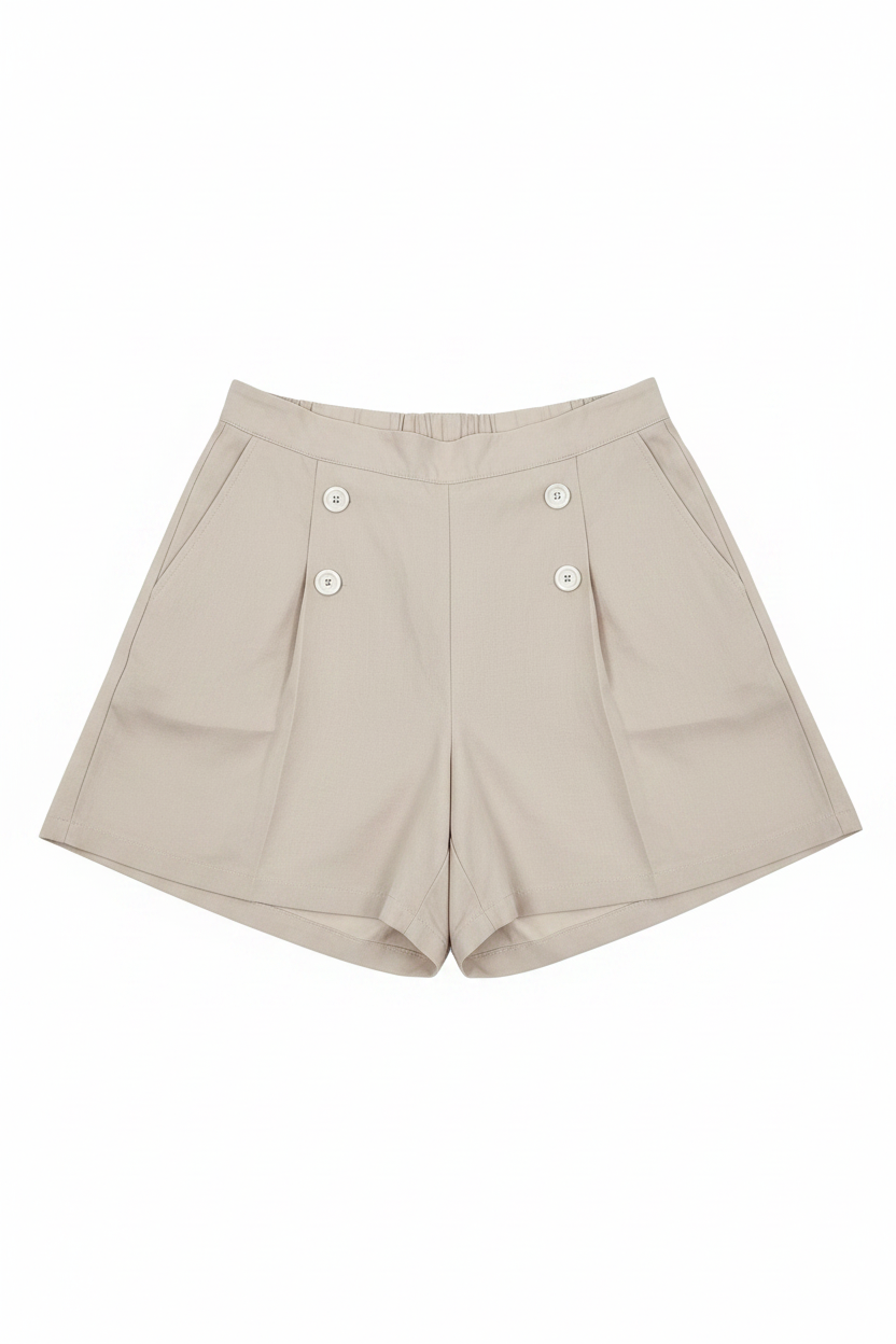 High-Waist Button Detail Shorts