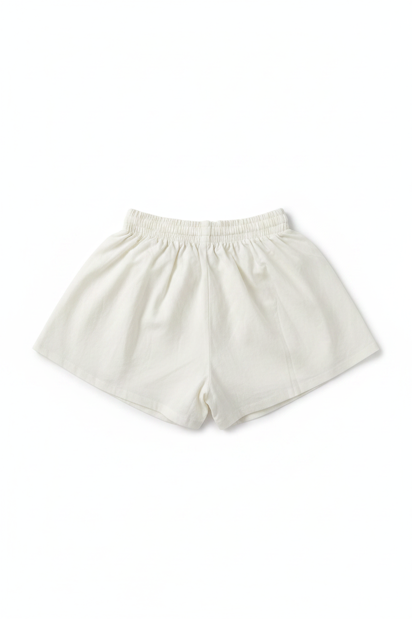 White Flowy Smocked Shorts