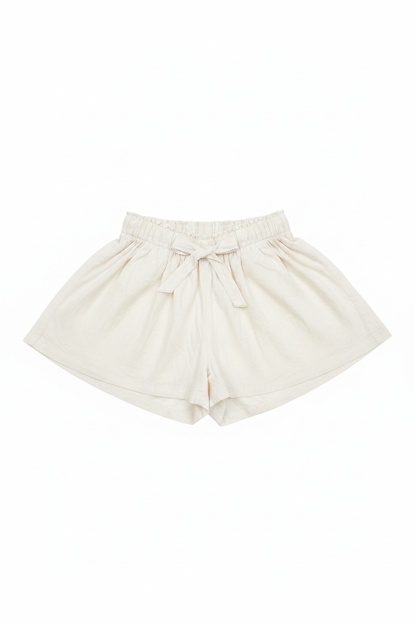 White Flowy Smocked Shorts
