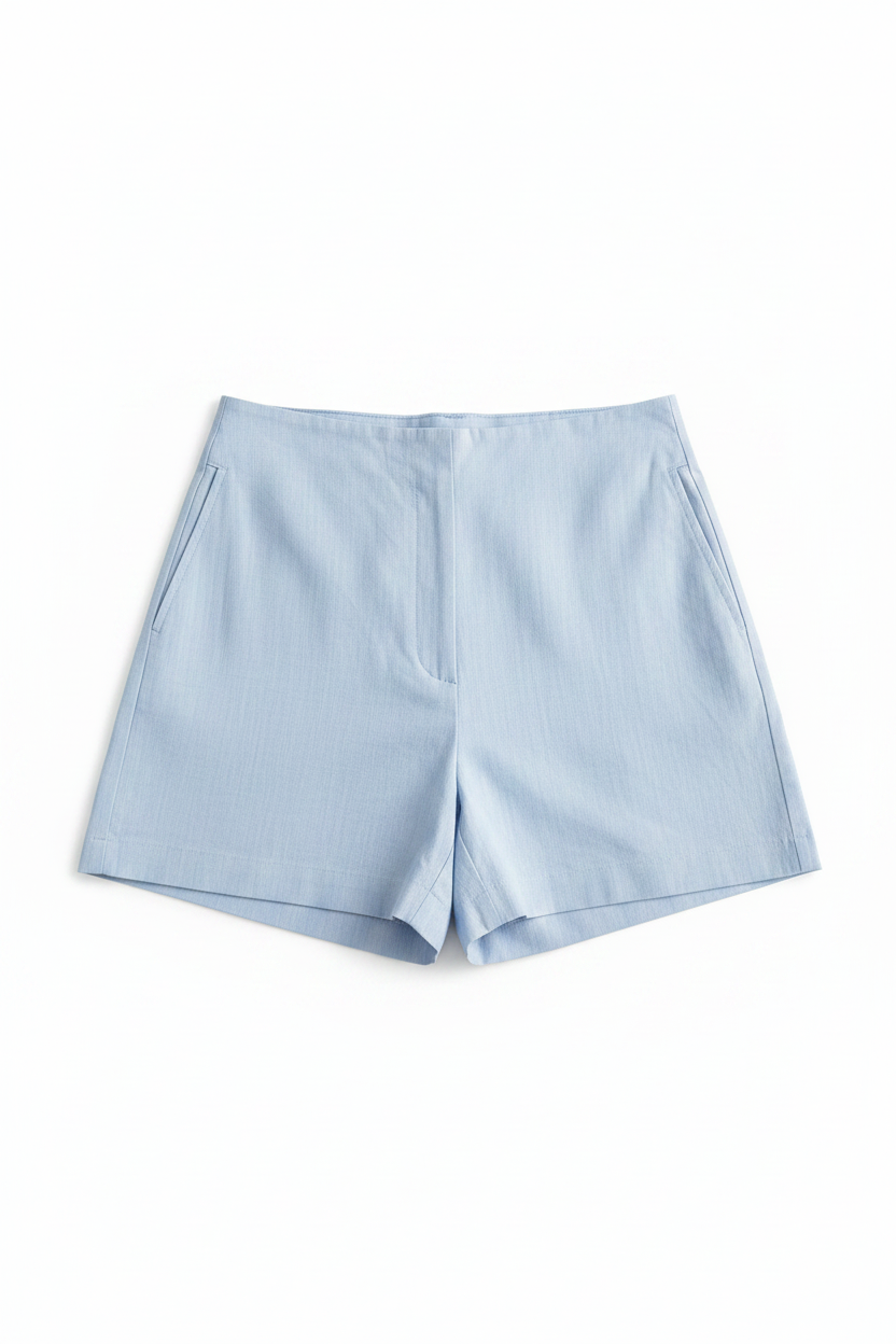 Light Blue Pinstripe Shorts with Back Flap