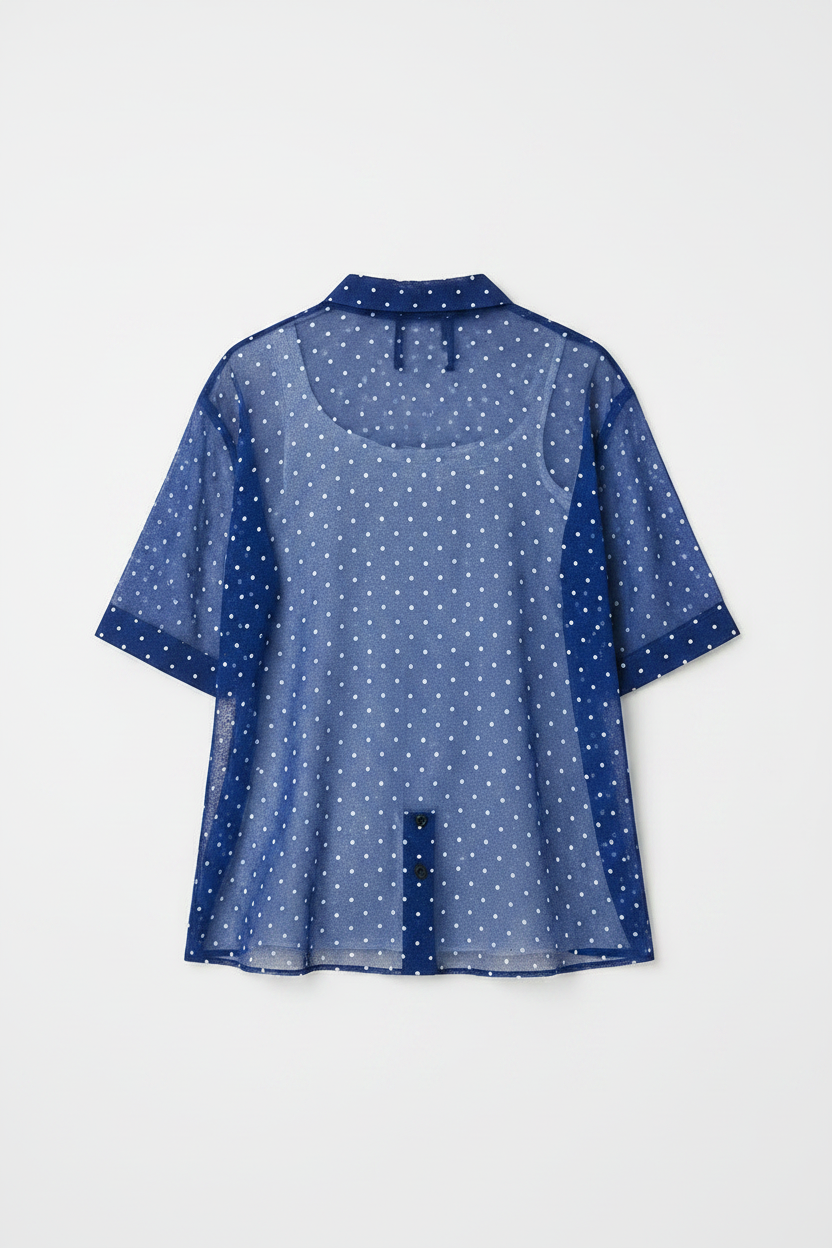 Royal Blue Polka Dot Sheer Net Shirt