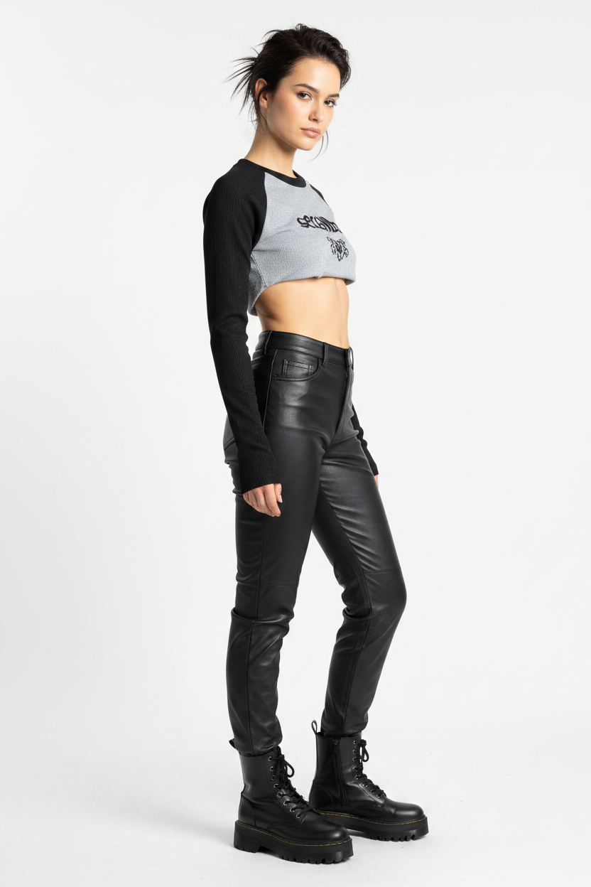 Grey Shimmer Raglan "Secondo" Embroidered Women's Crop Top