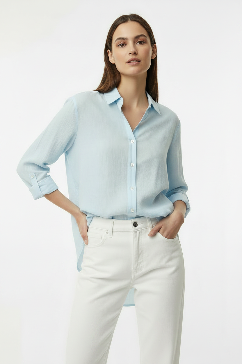 Sky Blue Full Sleeve Women's Casual Shirt