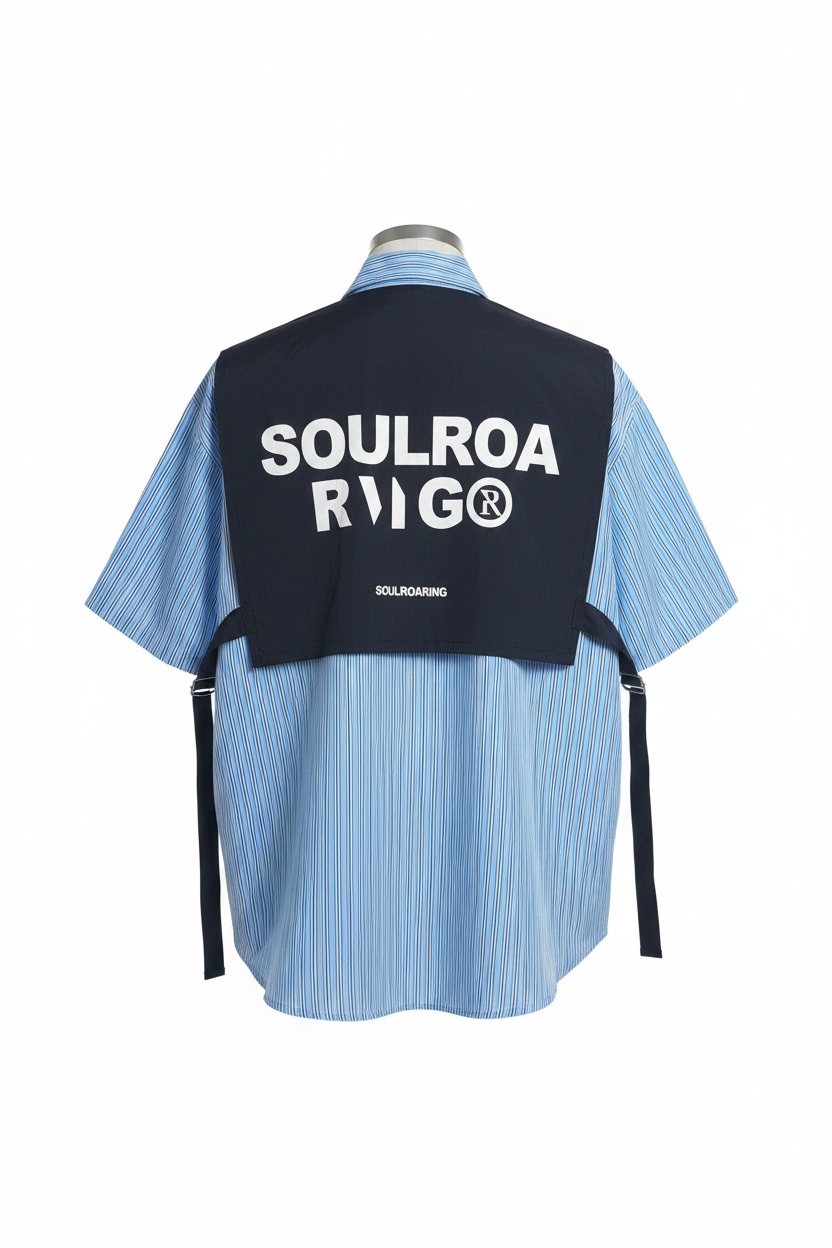 Soulroaring Blue Stripe Tactical Bib Women's Shirt