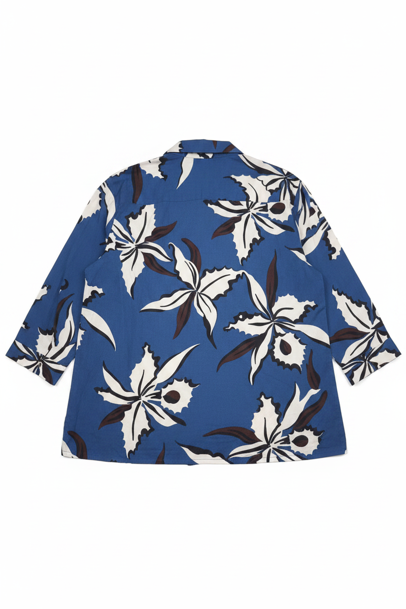 Royal Blue Tropical Floral Print Women's Shirt